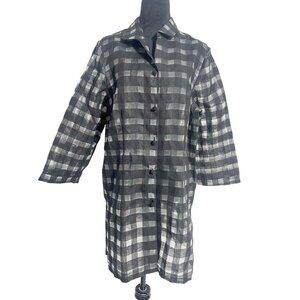 Connie Roberson Size XL  Top Blouse Button Down Shirt Jacket Plaid Collared